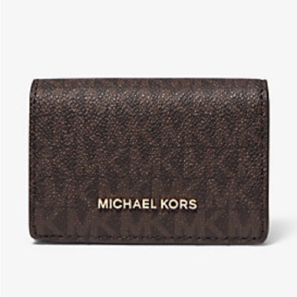 NEW MICHAEL KORS MK LOGO JET SET TRAVEL BIFOLD WALLET BROWN ⭐️⭐️⭐️⭐️ - Picture 3 of 10